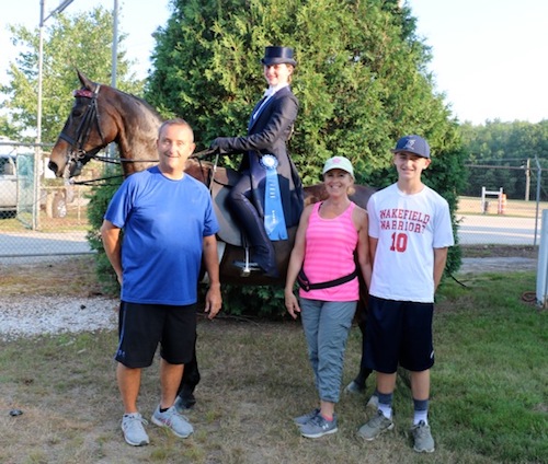 Nicky wins medal - with her family at Seacoast Morgan/Open Horse Show in Deerfield 